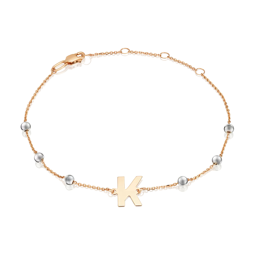 Браслет «Буква К» из комбинированного золота 05-0849-К-000-1111