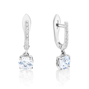 Серьги с английским замком из белого золота с фианитами 02-3074-00-501-1120-38