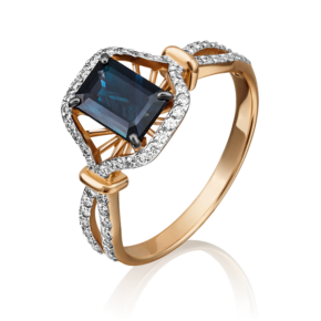 Кольцо из красного золота с сапфиром и бриллиантами 01-1339-00-105-1110-30