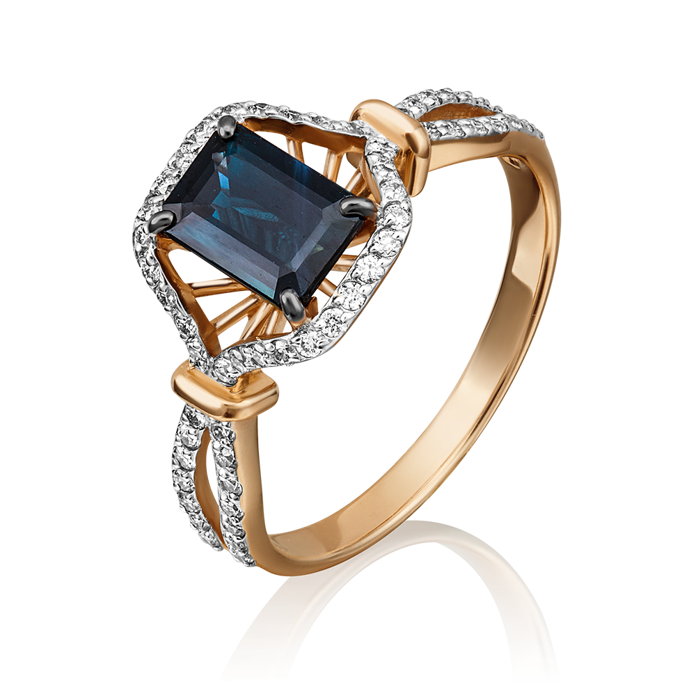 Кольцо из красного золота с сапфиром и бриллиантами 01-1339-00-105-1110-30