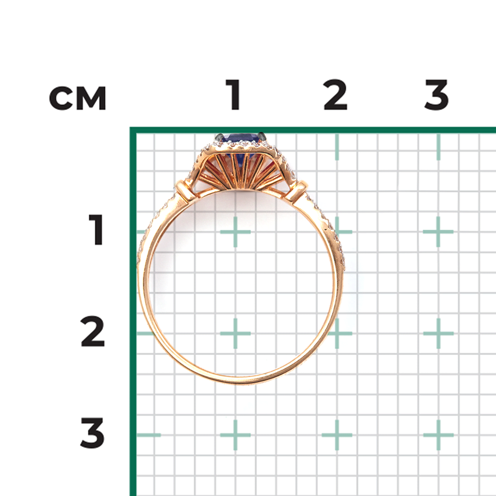 Кольцо из красного золота с сапфиром и бриллиантами 01-1339-00-105-1110-30