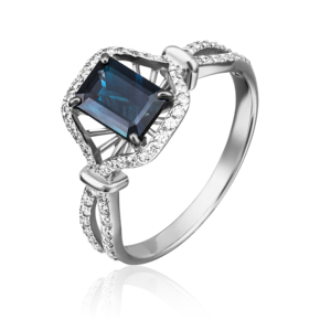 Кольцо из белого золота с сапфиром и бриллиантами 01-1340-00-105-1120-30