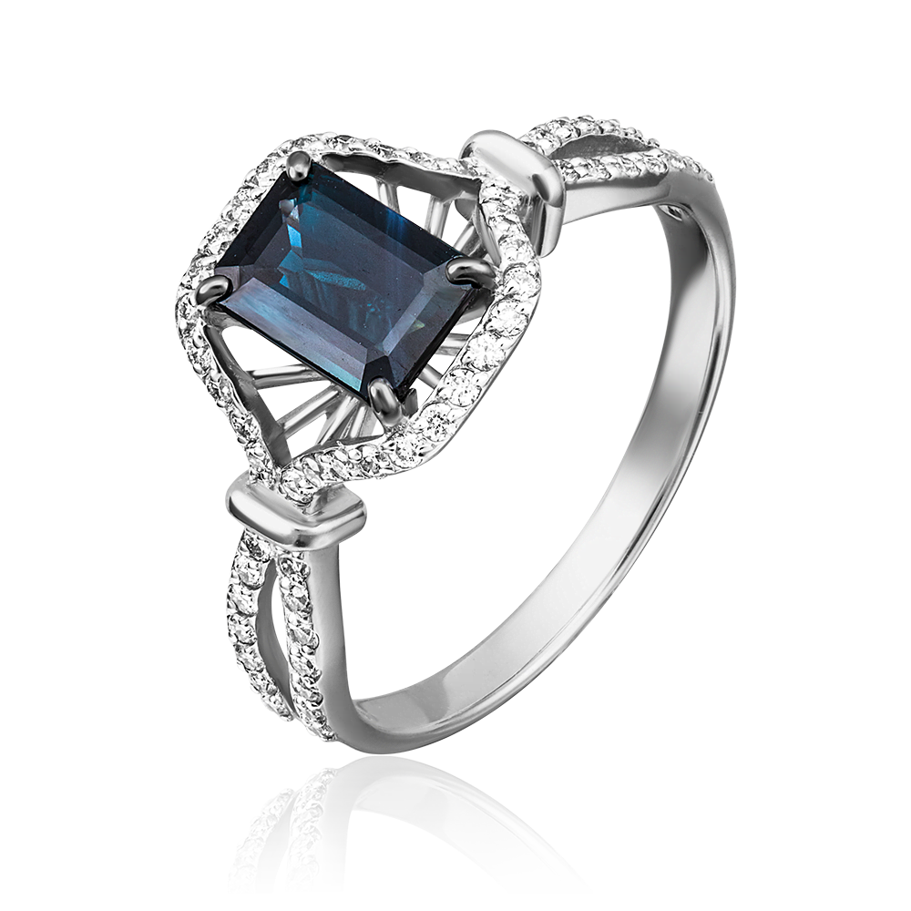 Кольцо из белого золота с сапфиром и бриллиантами 01-1340-00-105-1120-30