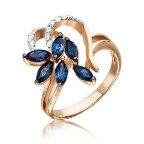 Кольцо из красного золота с сапфирами и бриллиантами 01-1341-00-105-1110-30