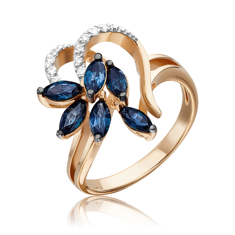 Кольцо из красного золота с сапфирами и бриллиантами 01-1341-00-105-1110-30