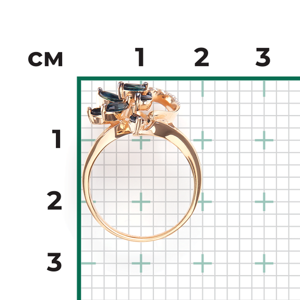 Кольцо из красного золота с сапфирами и бриллиантами 01-1341-00-105-1110-30