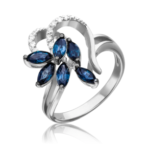 Кольцо из белого золота с сапфирами и бриллиантами 01-1342-00-105-1120-30