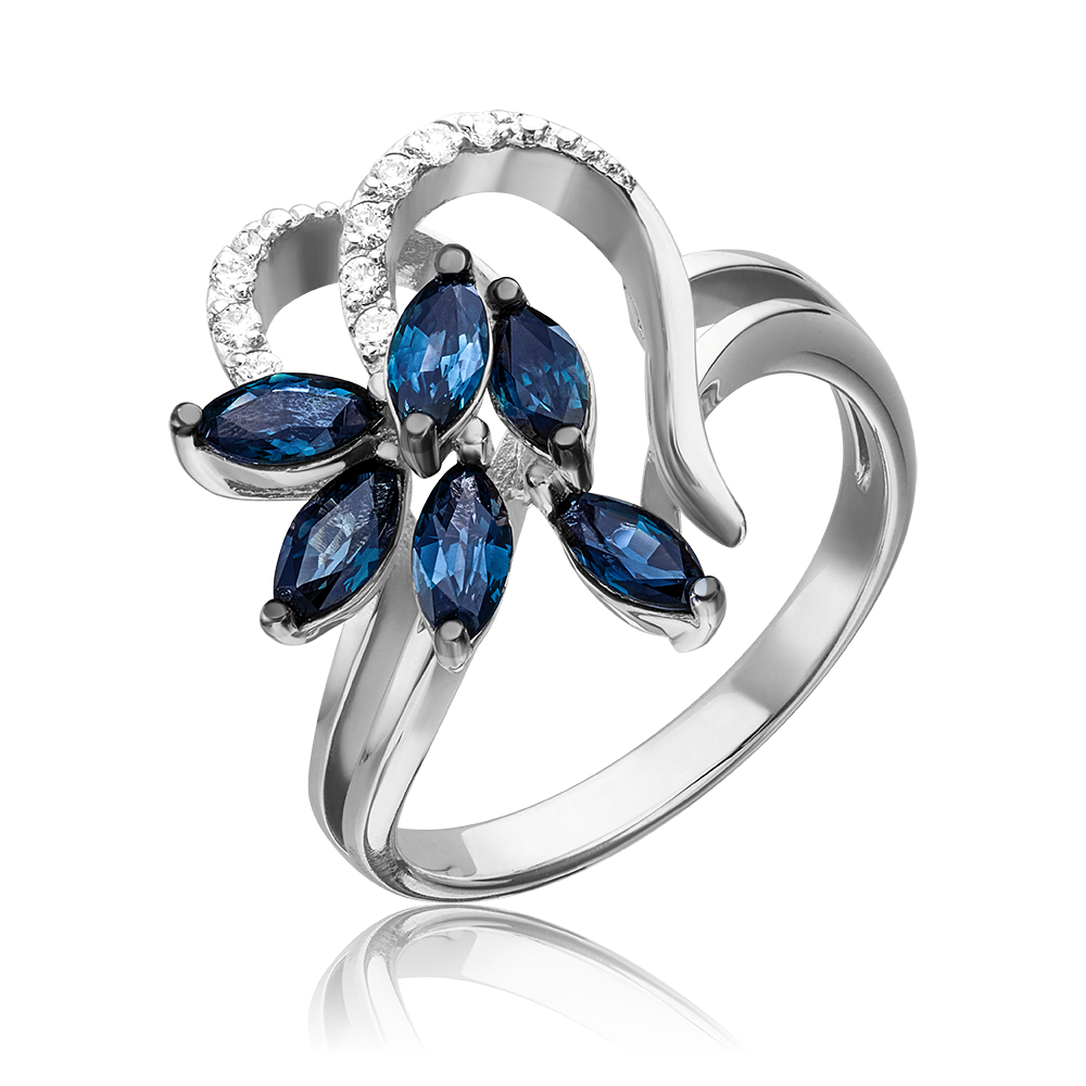 Кольцо из белого золота с сапфирами и бриллиантами 01-1342-00-105-1120-30