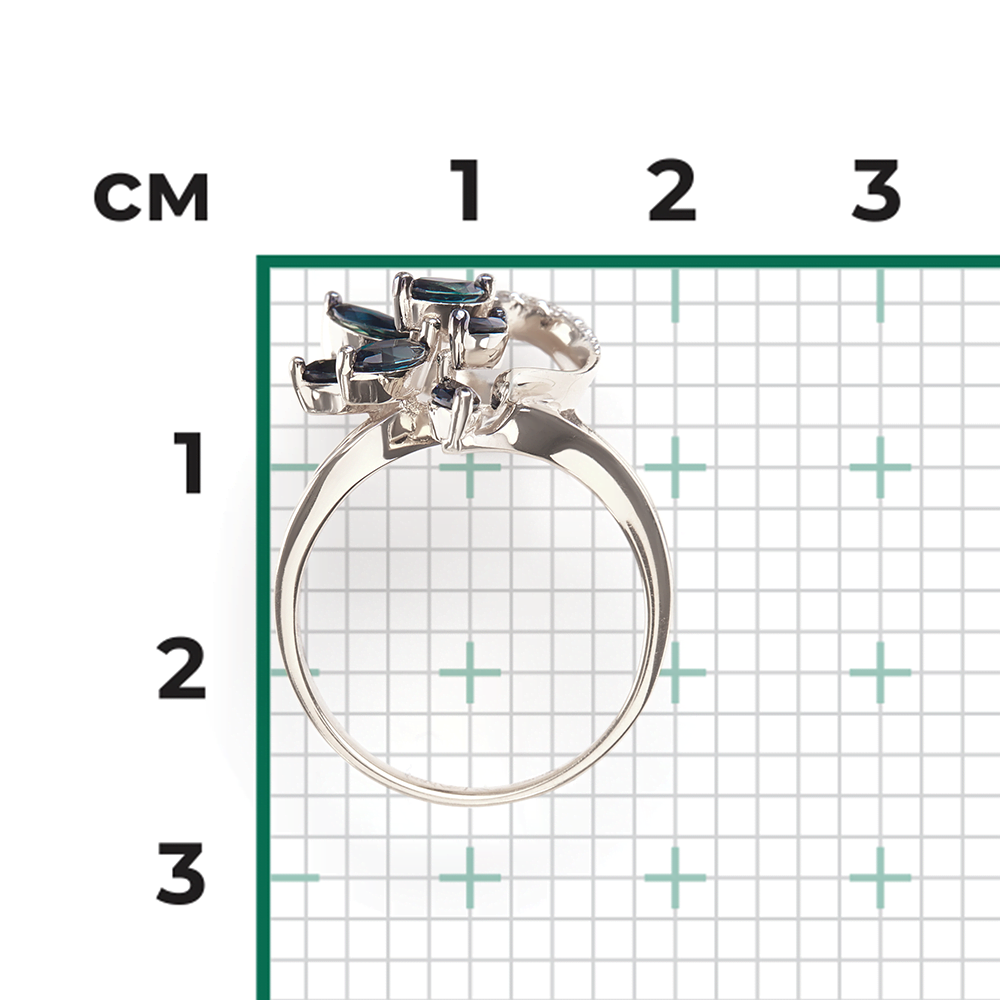 Кольцо из белого золота с сапфирами и бриллиантами 01-1342-00-105-1120-30