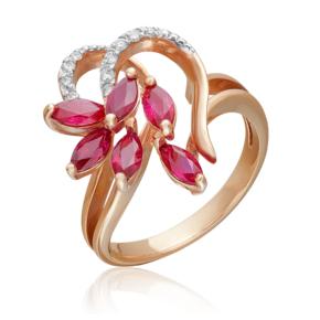 Кольцо из красного золота с рубинами и бриллиантами 01-1341-00-107-1110-30