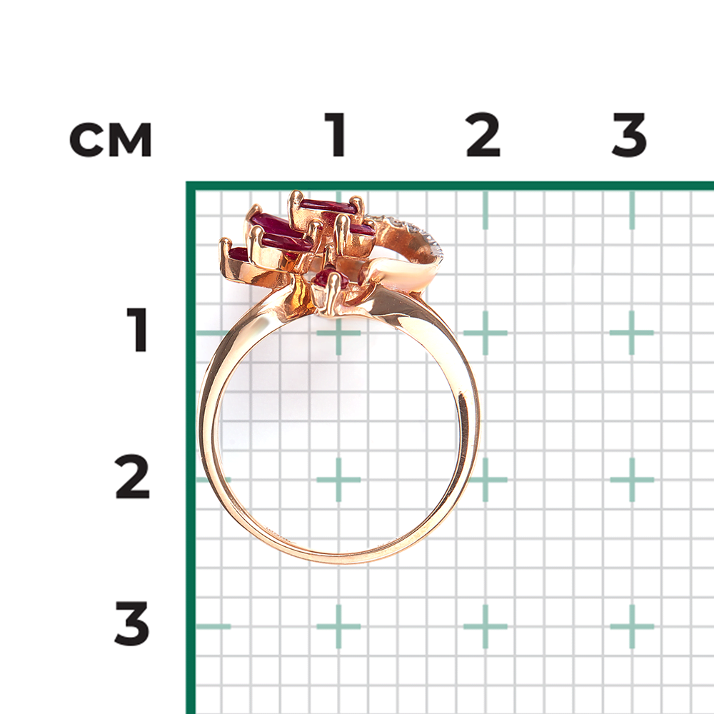 Кольцо из красного золота с рубинами и бриллиантами 01-1341-00-107-1110-30