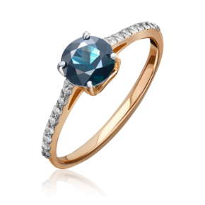 Кольцо из красного золота с сапфиром и бриллиантами