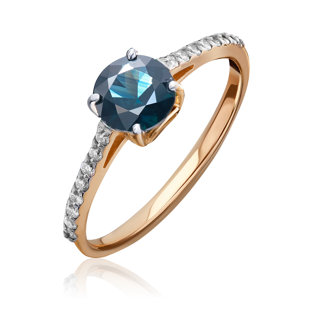 Кольцо из красного золота с сапфиром и бриллиантами 01-1343-00-105-1110-30