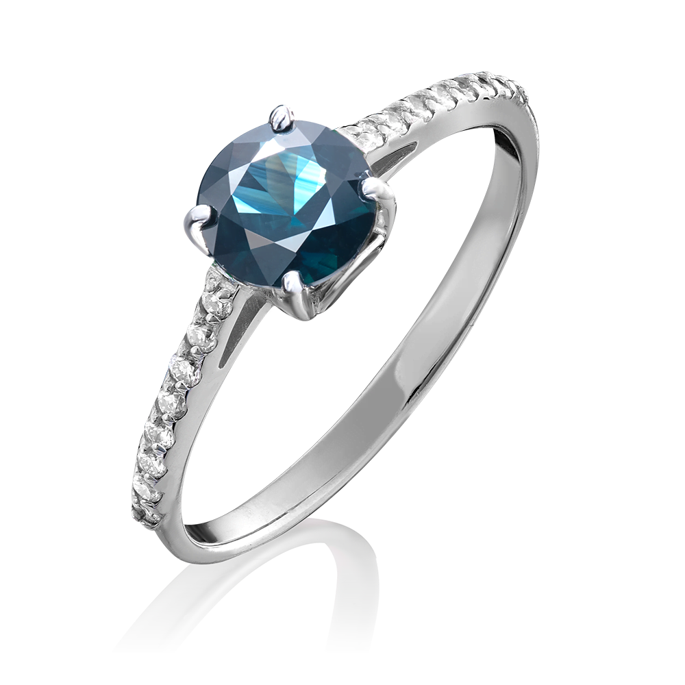 Кольцо из белого золота с сапфиром и бриллиантами 01-1344-00-105-1120-30