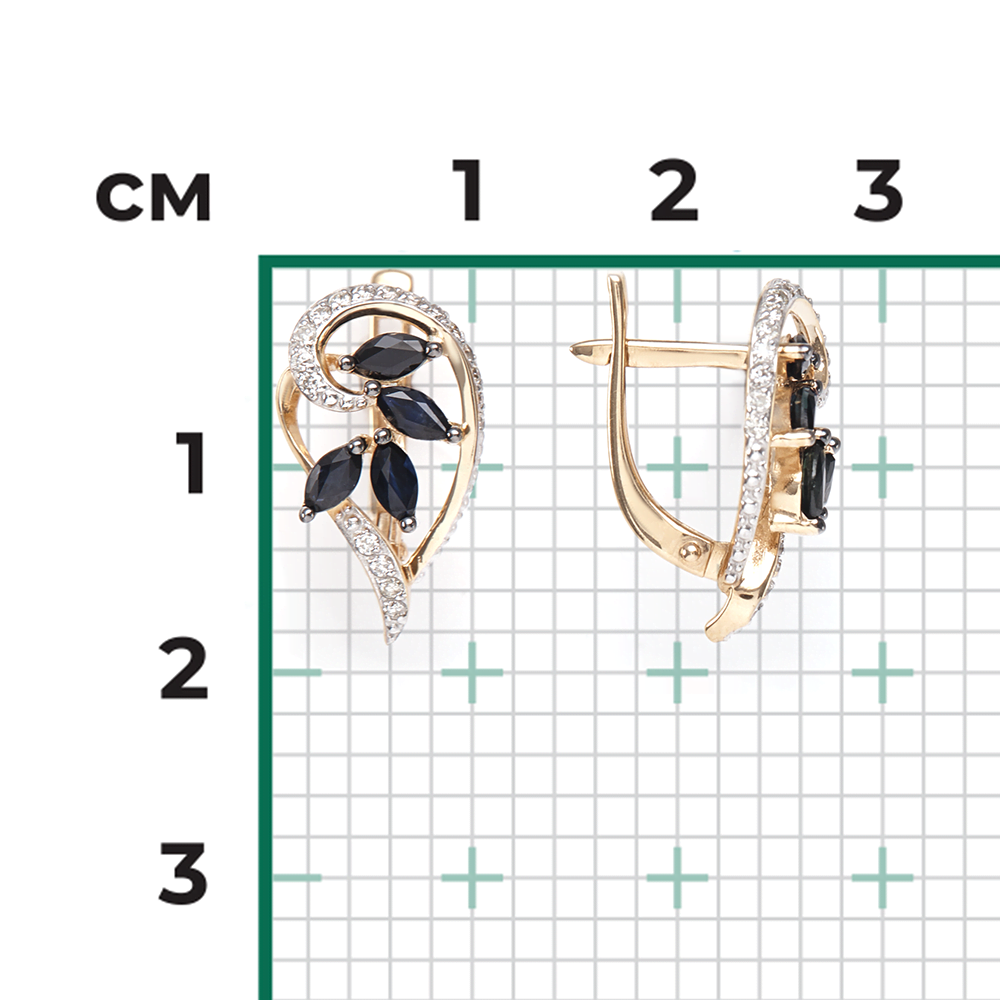 Серьги с английским замком из красного золота с сапфирами и бриллиантами 02-0743-00-105-1110-30