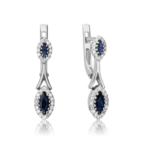 Серьги с английским замком из белого золота с сапфирами и бриллиантами 02-3994-00-105-1120-30