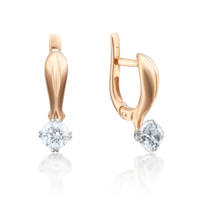 Серьги с английским замком из комбинированного золота с фианитом 02-2228-00-501-1111-38