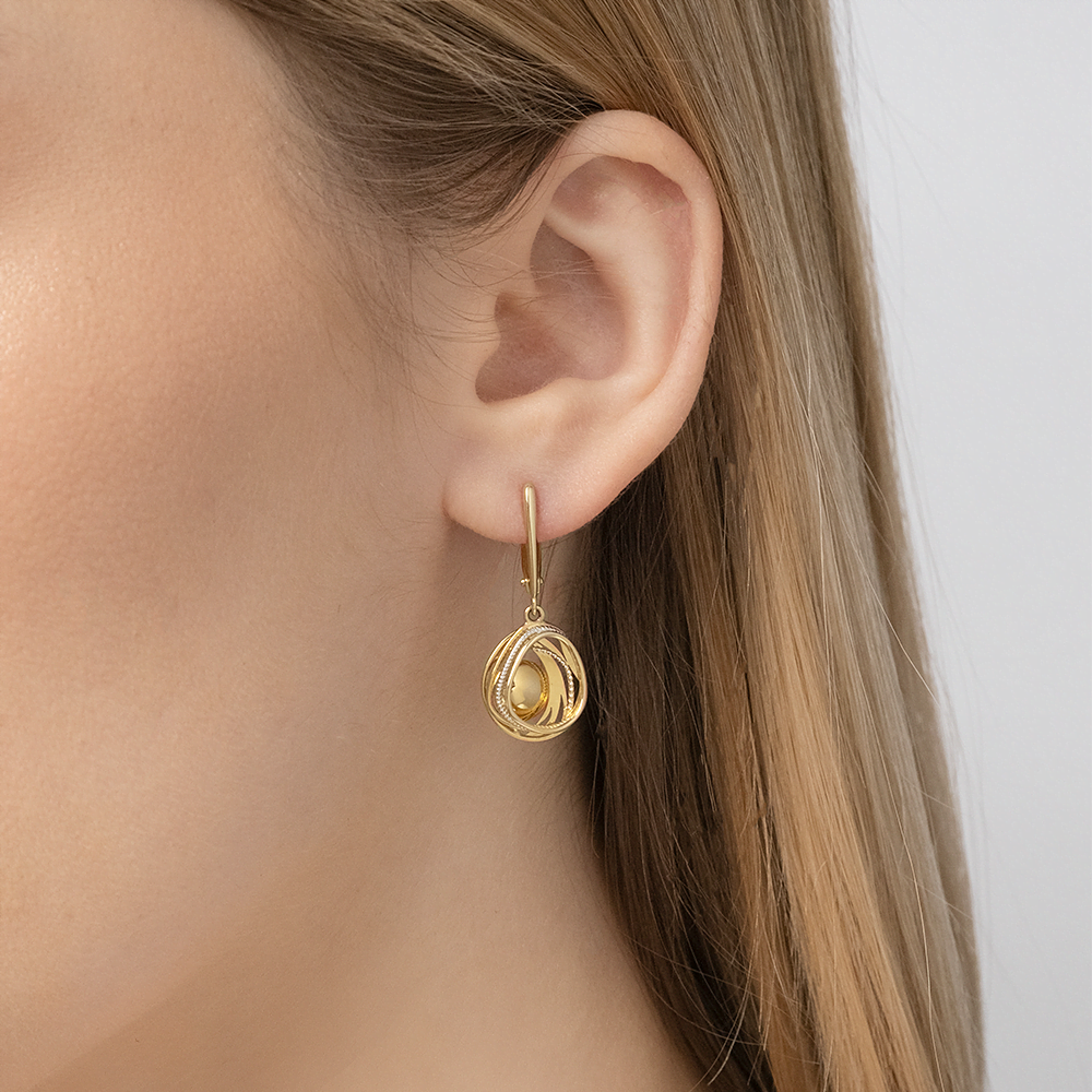 Серьги с английским замком из лимонного золота 02-4230-00-000-1130-48