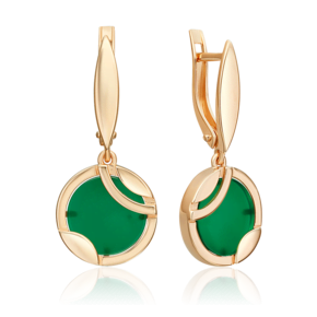 Серьги с английским замком из красного золота с агатом 02-5457-00-749-1110