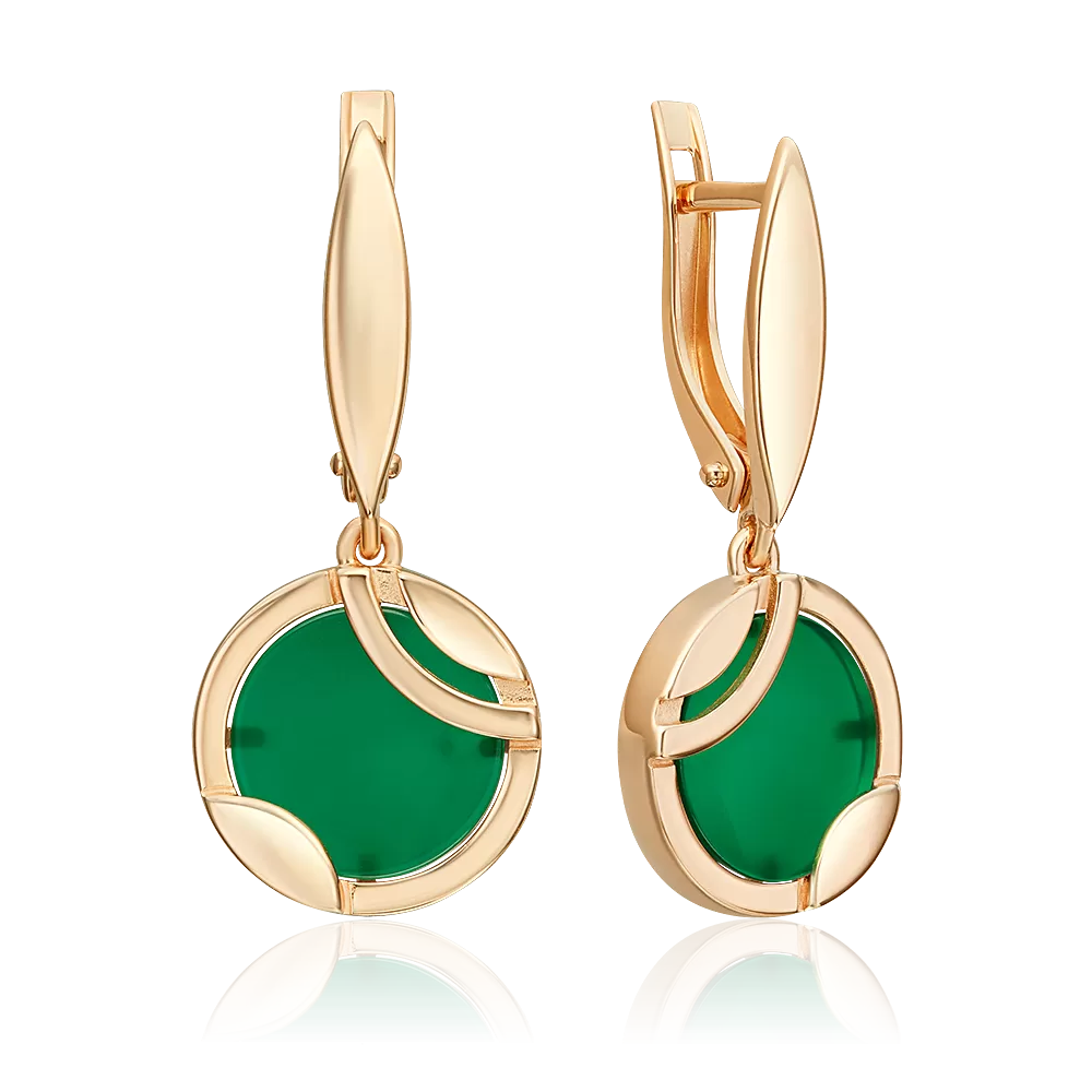 Серьги с английским замком из красного золота с агатом 02-5457-00-749-1110