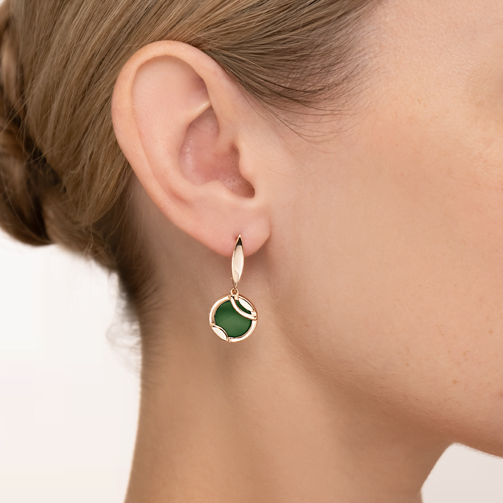 Серьги с английским замком из красного золота с агатом 02-5457-00-749-1110