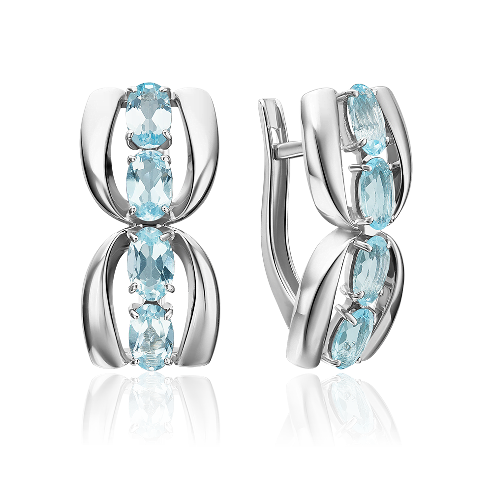 Серьги с английским замком из серебра с топазами 02-5473-00-201-0200