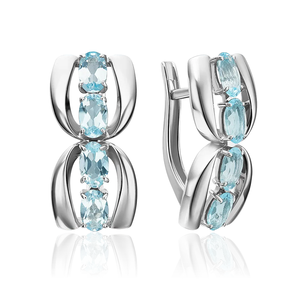 Серьги с английским замком из серебра с топазами 02-5473-00-201-0200