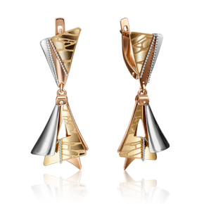 Серьги с английским замком из комбинированного золота 02-4256-00-000-1113-66