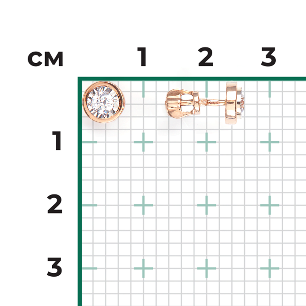 Серьги-пусеты из комбинированного золота с бриллиантом 02-4303-00-101-1111-30