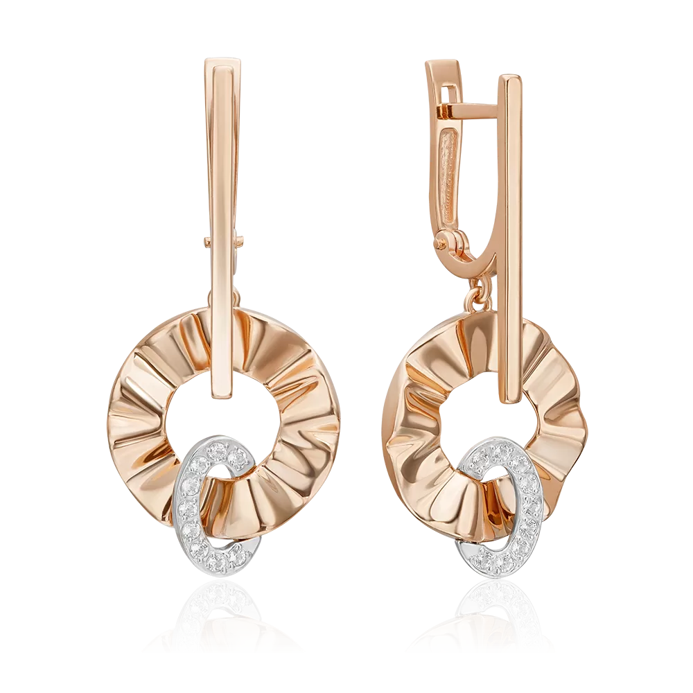 Серьги «Очарование» с английским замком из комбинированного золота с натуральными топазами white 02-5101-00-201-1111