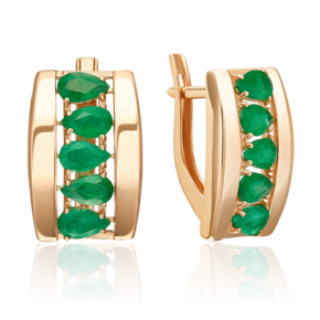 Серьги с английским замком из красного золота с изумрудами 02-5471-00-103-1110