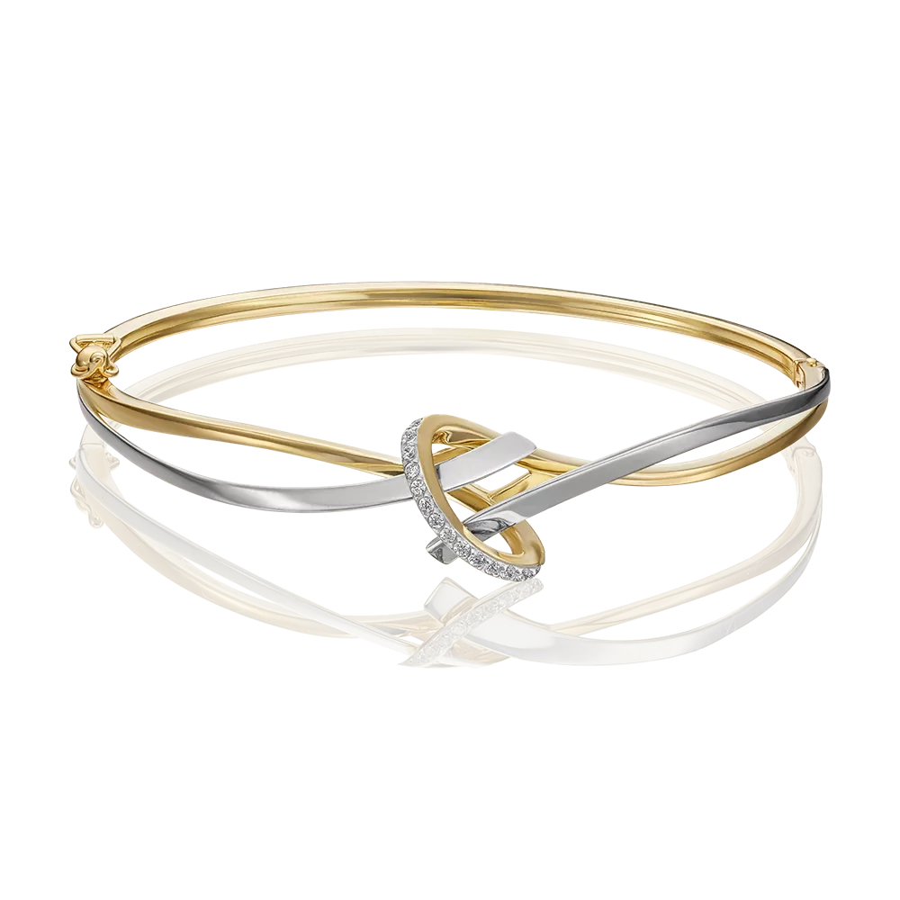 Браслет жесткий из комбинированного золота с фианитами 05-0625-00-401-1121-03