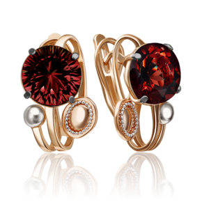 Серьги с английским замком из красного золота с гранатом 02-4304-00-204-1110-46