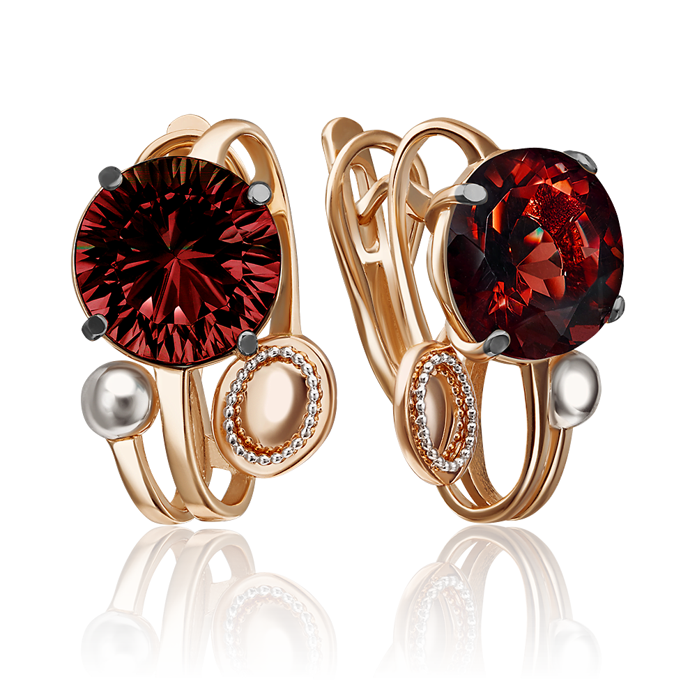 Серьги с английским замком из красного золота с гранатом 02-4304-00-204-1110-46