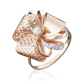 Кольцо из красного золота с фианитами 01-4932-00-401-1110-48