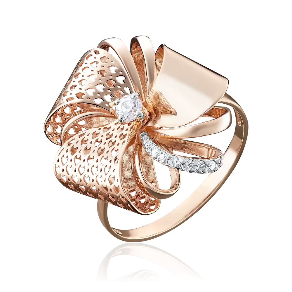 Кольцо из красного золота с фианитами 01-4932-00-401-1110-48