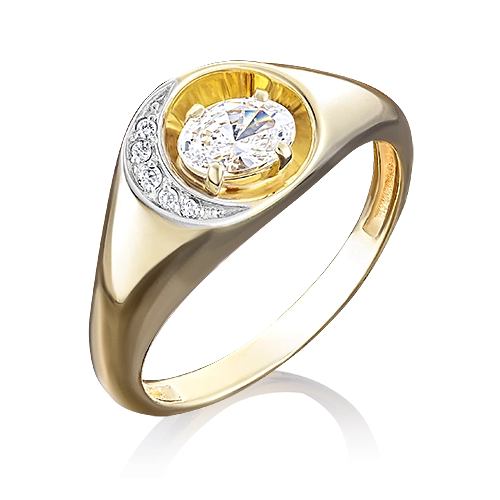 Кольцо из лимонного золота с фианитами 01-4933-00-501-1130-38