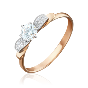 Помолвочное кольцо из красного золота с фианитами 01-4934-00-501-1110-38