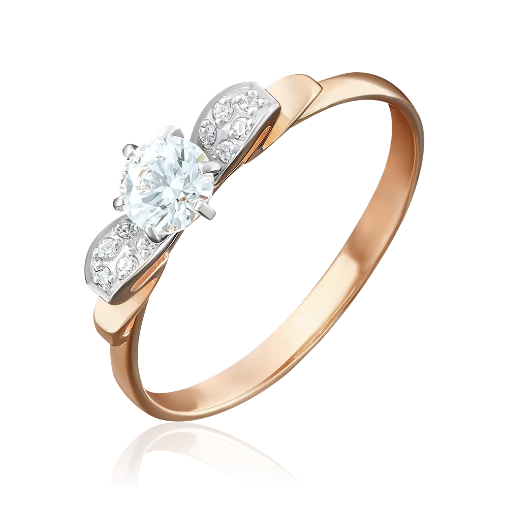 Помолвочное кольцо из красного золота с фианитами 01-4934-00-501-1110-38