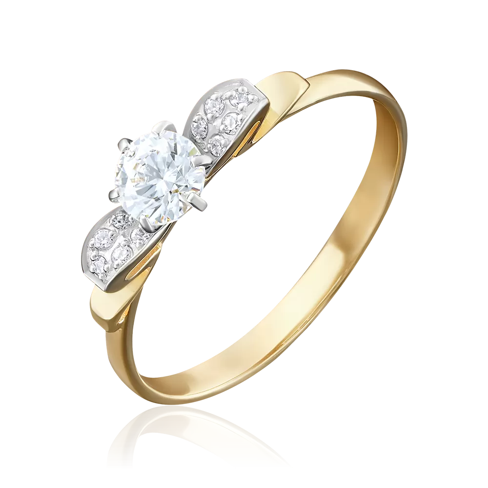 Помолвочное кольцо из лимонного золота с фианитами 01-4934-00-501-1130-38