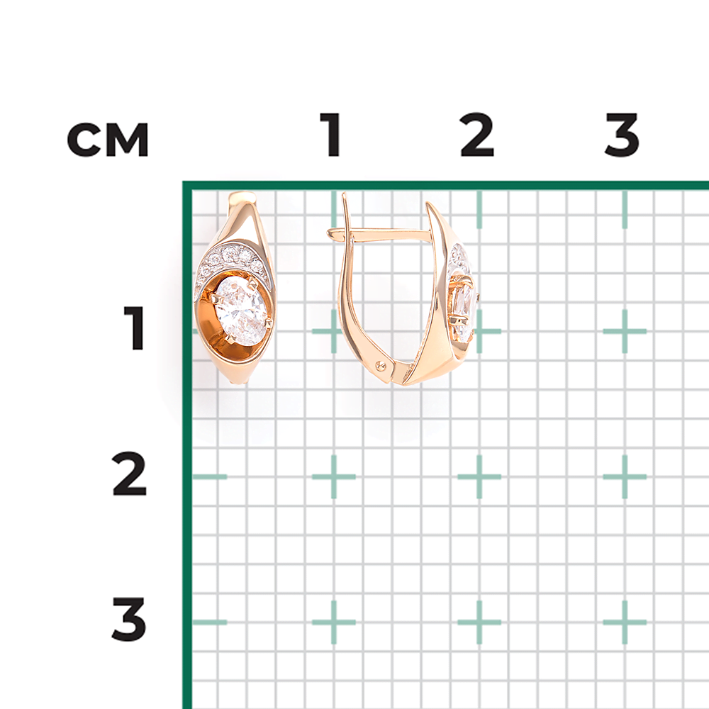Серьги с английским замком из красного золота с фианитами 02-3807-00-501-1110-38