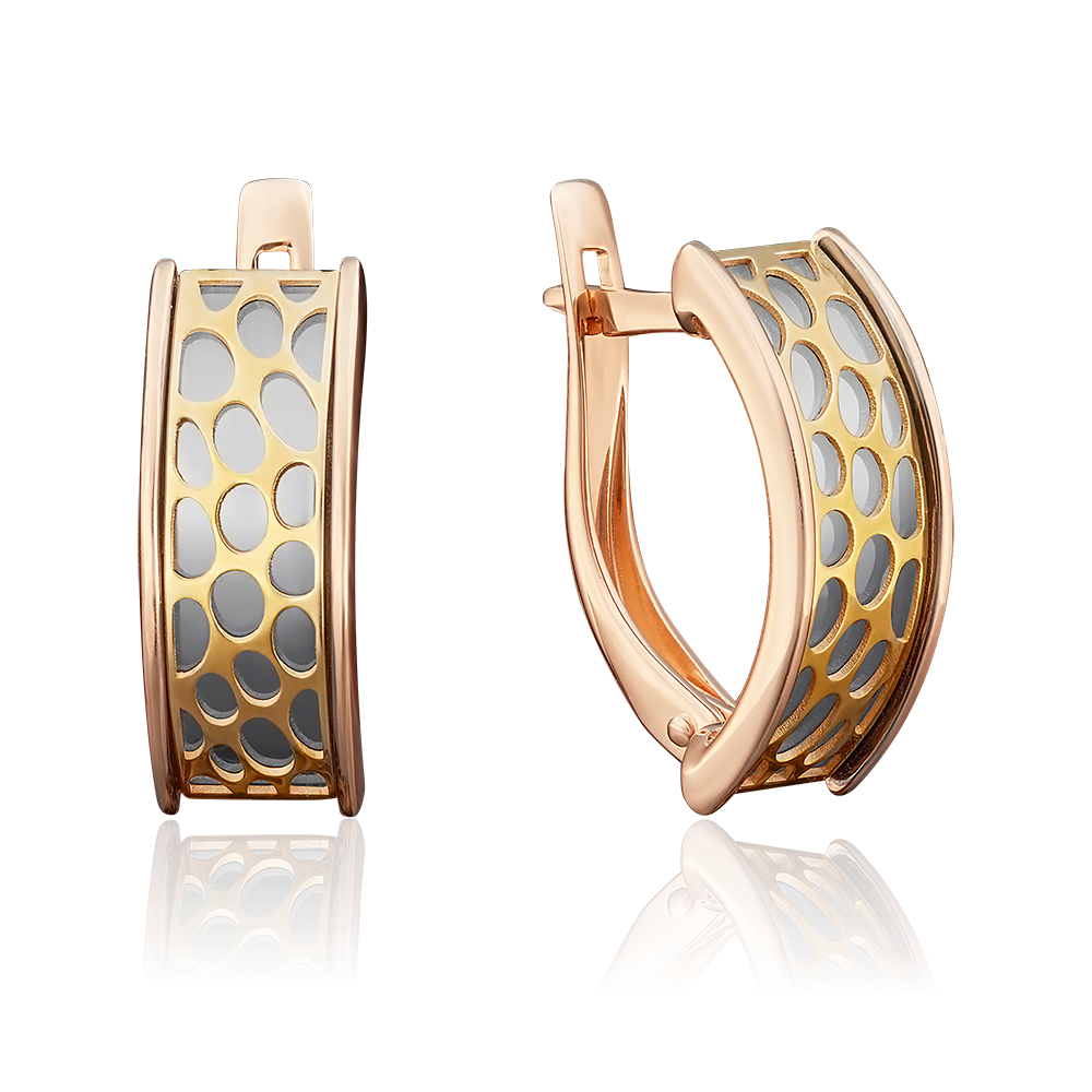 Серьги с английским замком из комбинированного золота 02-3810-00-000-1113-48