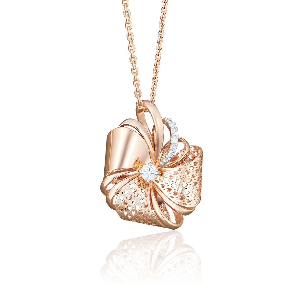 Подвеска из красного золота с фианитами 03-2604-00-401-1110-48