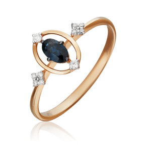 Кольцо из красного золота с сапфиром и бриллиантами 01-5520-00-105-1110-30