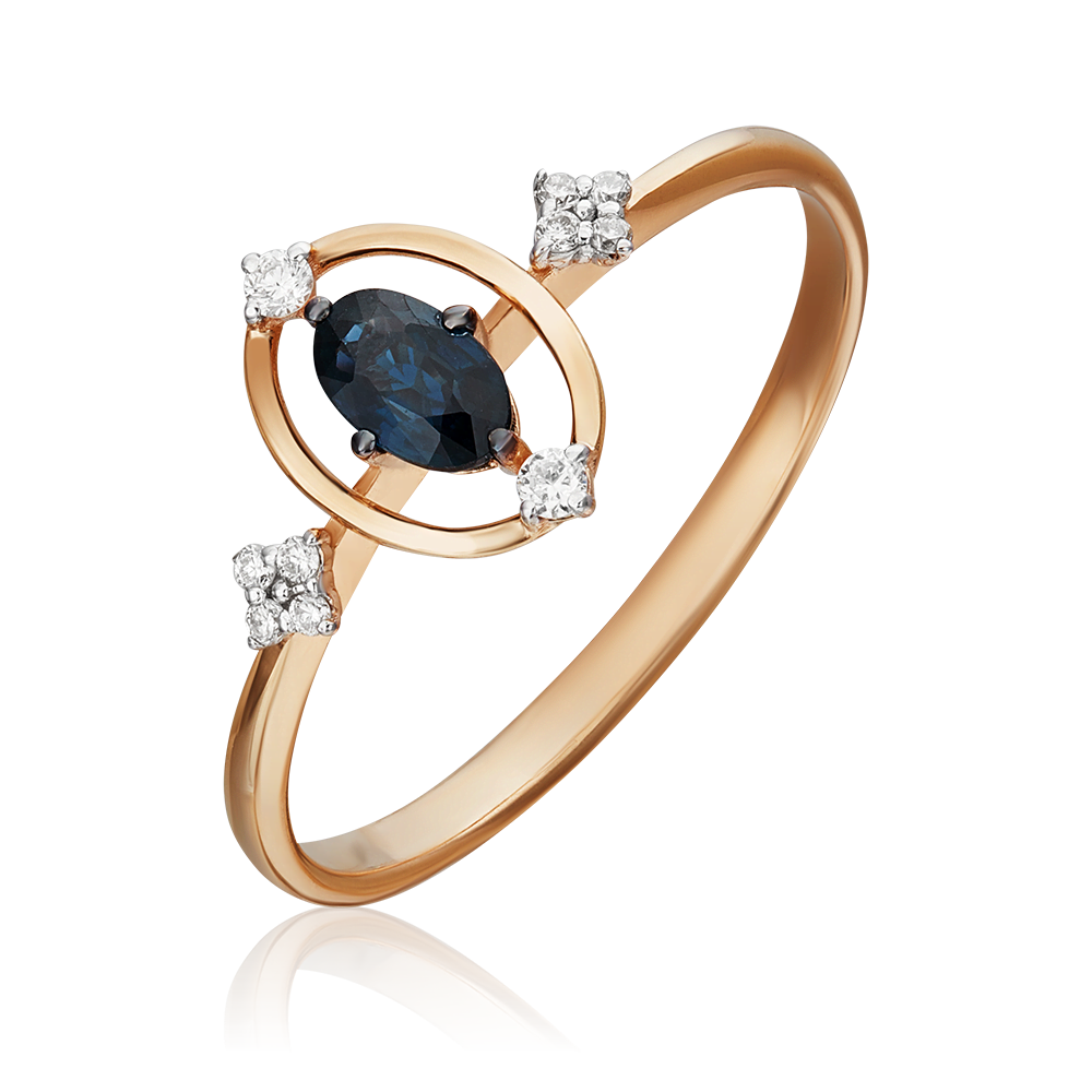 Кольцо из красного золота с сапфиром и бриллиантами 01-5520-00-105-1110-30
