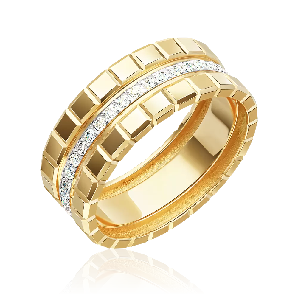 Кольцо из лимонного золота с фианитами 01-5923-00-401-1130