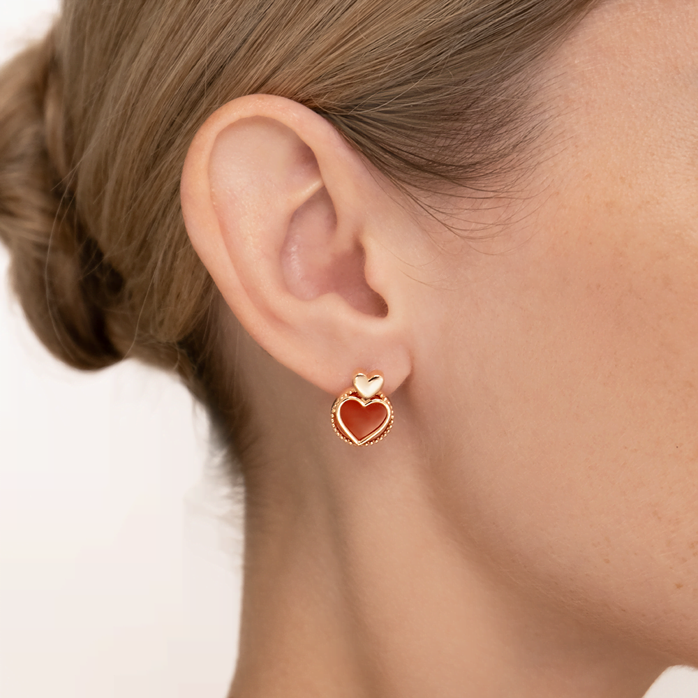 Серьги «Пылкая любовь» с английским замком из красного золота с сердоликом 02-5461-00-748-1110