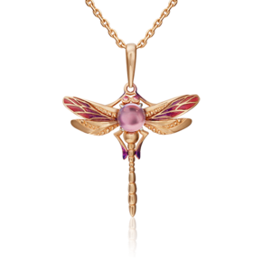 Подвеска «Стрекоза» из красного золота с аметистом и эмалью 03-3211-00-203-1110-57