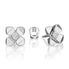 Серьги-пусеты из белого золота с бриллиантами