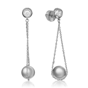 Серьги-пусеты из белого золота с фианитом 02-4372-00-401-1120-03